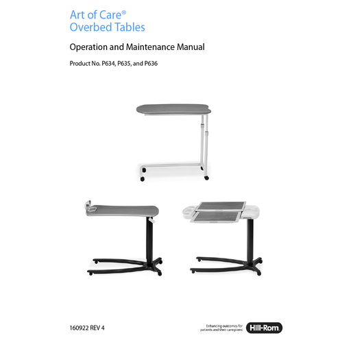 Service Manual, Art of Care OB Tables