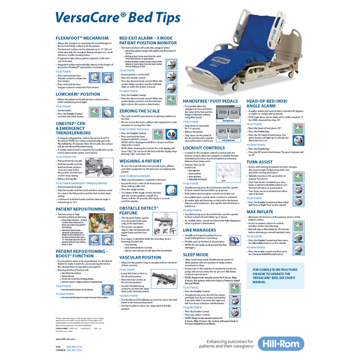 VersaCare Bed Tips Poster, US