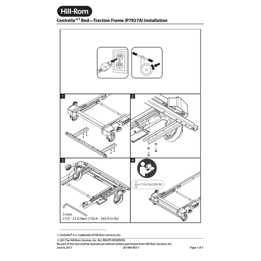 Instruction Sheet, Centrella Traction Frame,  P7927A